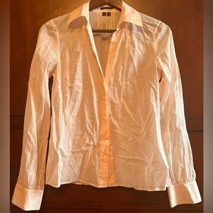 LADIES THEORY VINTAGE LIGHT PINK SHEER COTTON LONG SLEEVE BUTTON-DOWN - S